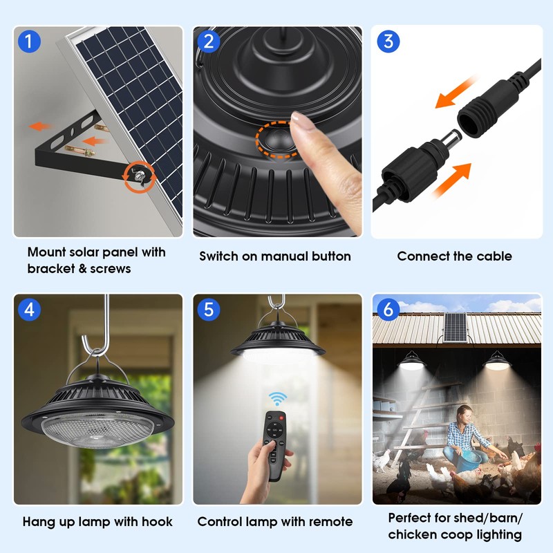 UPONUN Solar Pendant Light Motion Sensor 2 Pack, 5 Modes