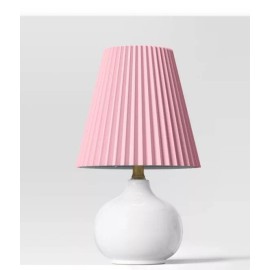 Room Essentials Ceramic Table Lamp with Pink Crepe Pleated Shade - Room Essentials™