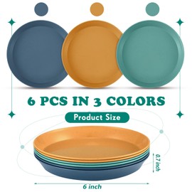 Gerrii 6 Pieces Shallow Cat Food Dish, Whisker Friendly, Lightweight, 6 Inch Wheat Straw Bowls, Suitable for Small Cats