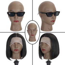 Bald Female Mannequin Head Makeup Training Head Wig Head Professional Cosmetology for Wig Making and Display Hat Helmet Glasses Display Head Model with Free Clamp Stand