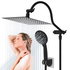 Hibbent All Metal Black Shower Head,10 Inch High Pressure Rainfall Shower Head Handheld