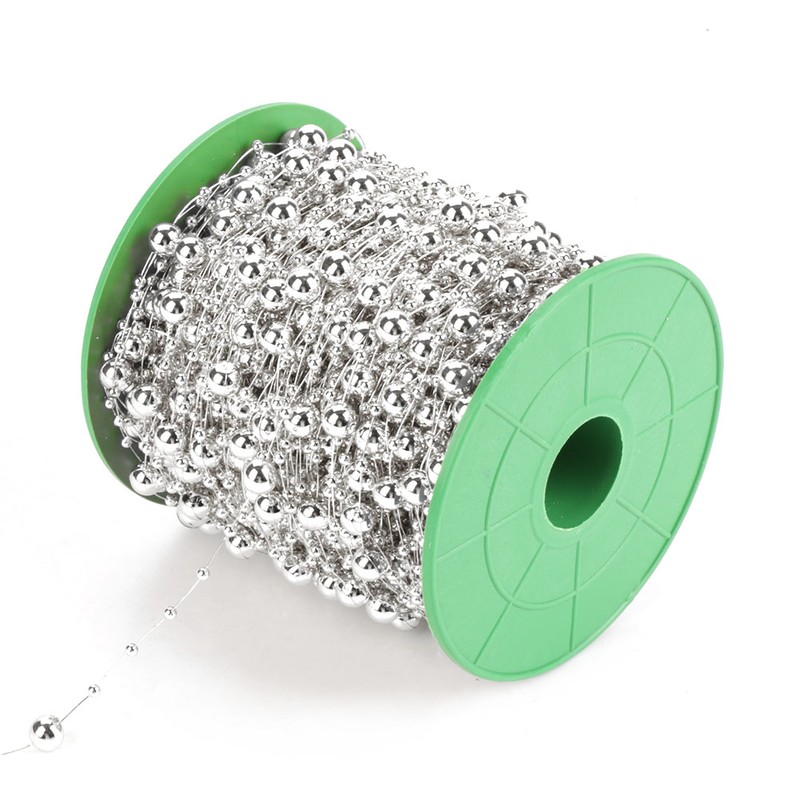 60m/roll Electroplating Pearl Wire Beads Garland String DIY Wedding Decoration