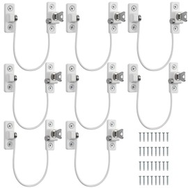 Kamtop 8 Pack Window Restrictor Locks, Childproof Cable Restrictor Lock with Keys, Prevent Children Falling Window Lock for UPVC, Wooden, Matal Window Frames, Window Door Locks for Toddlers, Pets