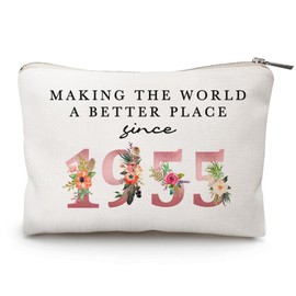 70th Birthday Gift for Women, Makeup Bag for Her, Wife, Mom, Sister, 70th Birthday Gifts, Grandma Birthday Gifts, 70 Years Old Gift Ideas, Born in 1955 Gift, Funny 70th Cosmetic Travel Bag (Year 1955)