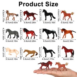 Set of 12 Horse Animal Figures, Mini Horse Figures, Horse Figures Toy, Animal Figures Collection Horse Toy, Realistic Horse Animal Figures, Educational Horses for Children, Educational Toy Play