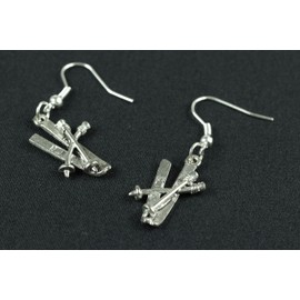 Ski Earrings Skis Sticks Poles Miniblings Winter Holidays Snow Silver Plated