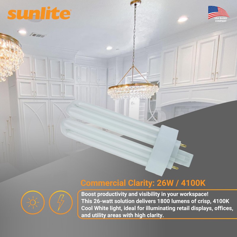 Sunlite PLT26/E/SP Compact Fluorescent Plug-in PLT 4-Pin Triple Tube, 26