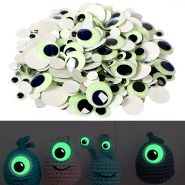 UPINS Wiggle Googly Eyes Self Adhesive Glow in The Dark Luminous 300Pcs Craft Sticker Sparkle Colored Googly Eyes for DIY Decoration （10 15 20 25mm）