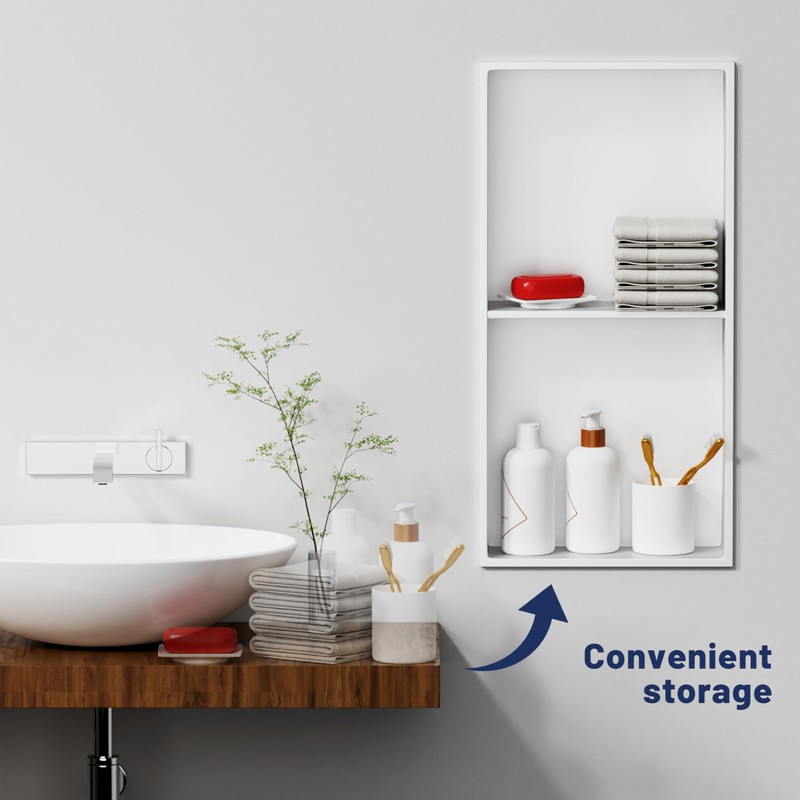 BATHLAVISH Stainless Steel Shower Niche 24" X 12" No Tile