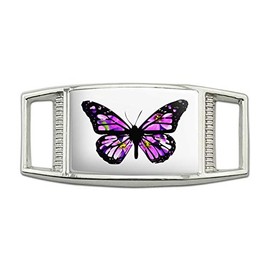 GRAPHICS & MORE Butterfly with Flowers Rectangular Shoe Shoelace Shoe Lace Tag Runner Gym Charm Decoration