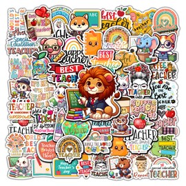 BIGZORO 50 PCS Teacher Stickers Pack for Teachers Day Birthday Gifts Fun Elementary Middle School Classroom Decals Vinyl Waterproof Decoration Helmet Laptop Scrapbook Water Bottle