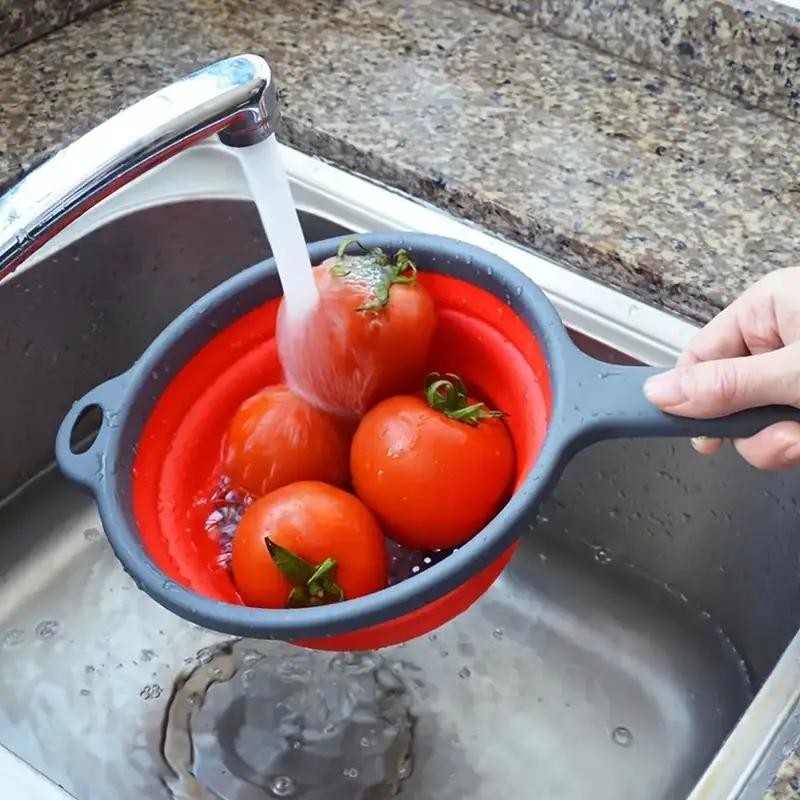 1 Pack Kitchen Foldable Silicone Strainer Colanders, Collapsible Colanders with