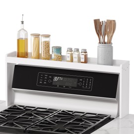 SpaceAid Bamboo Over the Stove Spice Holder Shelf, 31.5" Kitchen Organizer Stove Spice Top Rack, 11.6" Height Countertop Storage, Over Oven Back Sink Organization Shelf, White