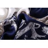 JWSilk Long Charmeuse Silk Fashion Scarf (Navy and White)