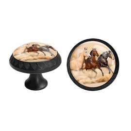 Elohiym 6 Pack Black Drawer Pulls Knobs, Running Horses Cabinet Knobs Crystal Glass Dresser Knobs for Kitchen Bathroom Hardware