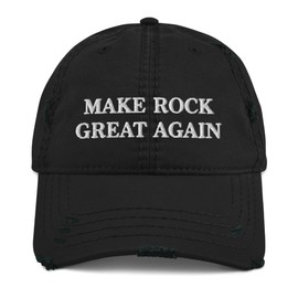 Make Rock Great Again Hat (Embroidered Distressed Dad Cap) Black