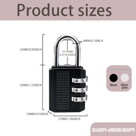 Zahlenschloss Vorhängeschloss Set – 2 Stück (Schwarz & Silber), Vorhängeschloss mit Zahlencode aus Zinklegierung – Leicht, Robust, Diebstahlschutz für Spind, Reise, Schule, Fitnessstudio