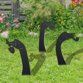 WADORN 3 Styles Goose Metal Decorative Garden Stakes, Funny Goose Head Metal Outdoor Statues Goose Silhouette Ornament Gifts Funny Animal Outdoor Decor for Garden Backyard Patio Lawn Walkways Outdoor