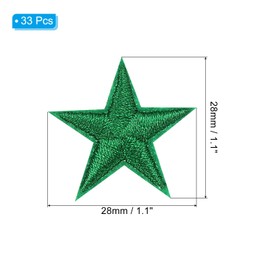 PATIKIL Iron-on Patches, 33 Pack 5 Star Sew Embroidered Patches Appliques Embellishments for Clothing Jackets Hat Backpack Repairing Decorations, Green