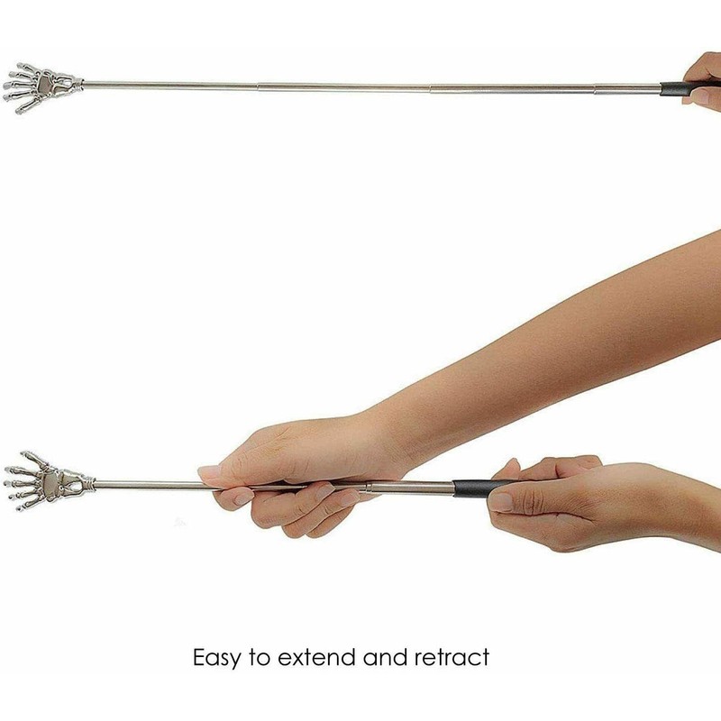 Premium Novelty Fun Extendable Back Scratcher Metal Telescopic Skeleton Massager
