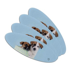 Jack Russell Terrier Puppies Dogs Gift Box Double-Sided Oval Nail File Emery Board Set 4 Pack