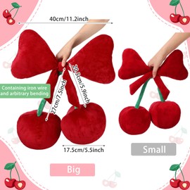 Beeveer Bow Cherry Throw Pillow Aesthetic Cute Coquette Room Decor Funny Preppy Stuff Gifts for Teen Girl Bedroom Living Room Sofa Bed Chair Christmas Decoration(Wine Red,Large)