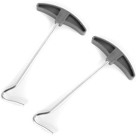 2PCS Tent Peg Puller - Camping Peg Remover Tool - Metal Hook Extractor with Comfortable Handle - Ground Nail Lifter for Awning Stakes Gazebo Outdoor Use (16×9cm)
