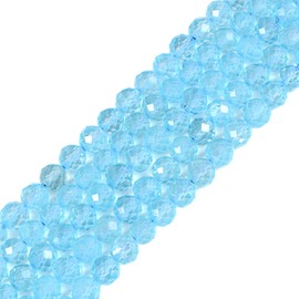 6mm Blue Topaz Faceted Gemstone Round Loose Beads Strand 15.5-16" DIY Jewelry Making