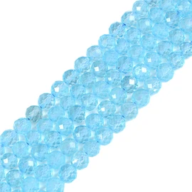 6mm Blue Topaz Faceted Gemstone Round Loose Beads Strand 15.5-16" DIY Jewelry Making