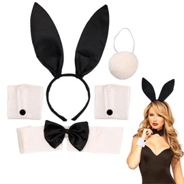 Nestkanina HBS039 Bunny Cute Costume, 5-Piece Set, Rabbit Ears, Headband, Bow Tie, Sleeves, Tail, Cute, Cosplay, Disguise Item, Accessories, Bunny Goods, Halloween, Christmas, Parties, Events, School