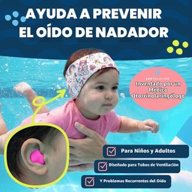 PUTTY BUDDIES Tapones flotantes para los oídos, paquete de 3 pares, tapones de silicona suave para nadar y bañarse, inventados por médicos, bloquean el agua, tapones para los oídos de natación de primera calidad, recomendados por médicos, tubos para los o