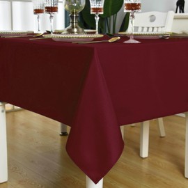 KAIPHO 2 Pack Burgundy Rectangle Tablecloth Waterproof Stain Resistant Wrinkle Free Table Cloth 210GSM Polyester Wipeable Table Cover for Party, Banquet - Rectangular/Oblong, 60 x 102 inch (2 Pcs)
