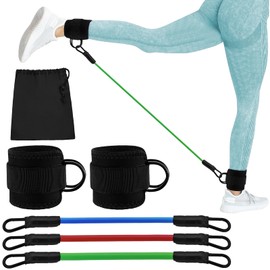 Feelorna Resistance Bands with Cuffs, Portable Fitness Bands Resistance Bands Set for Legs Butt Men Women Exercise Resistance Bands Training Equipment for Yoga Fitness Workout (A)