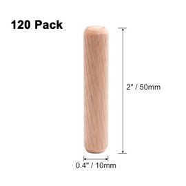 HARSKIYER 120pcs Hardwood Wood Dowel Pins, 3/8" x 2" Fluted Wood Dowels Rods Crafts Dowel Pegs for Woodworking Furniture Door Arts and Crafts DIY Projects, Straight Grooved