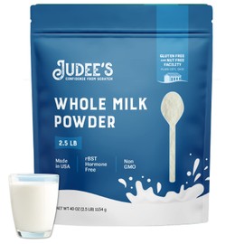 Judee's Gluten Free Whole Milk Powder - Non-GMO, Hormone-Free, Gluten & Nut-Free - For Baking, Shelf Stable, Travel Ready - 2.5 lb Powdered Milk - Made in USA