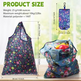 Paterr 24 Pcs Foldable Reusable Shopping Bag Recycle Travel Grocery Bag Fold to Pocket Tote Bulk for Daily Supplies Load (Elegant Style)