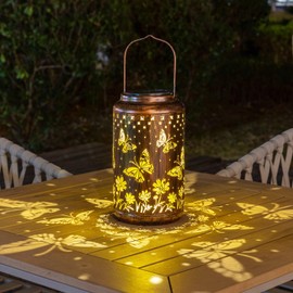 pearlstar Butterfly Lantern Outdoor Solar Hanging Lantern Lights Decorative Solar Light Waterproof for Table Patio Yard Garden Lawn Landscape Lighting, Gardening Gifts (A-Butterfly)