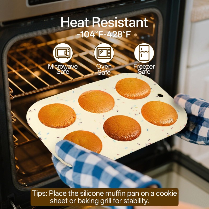 2 Pack Silicone Muffin Pan for Baking, Regular Size Nonstick