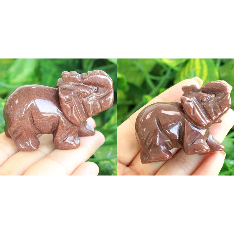 2" Strawberry Quartz Elephant Decor Cute Polished Natural Stone Hand