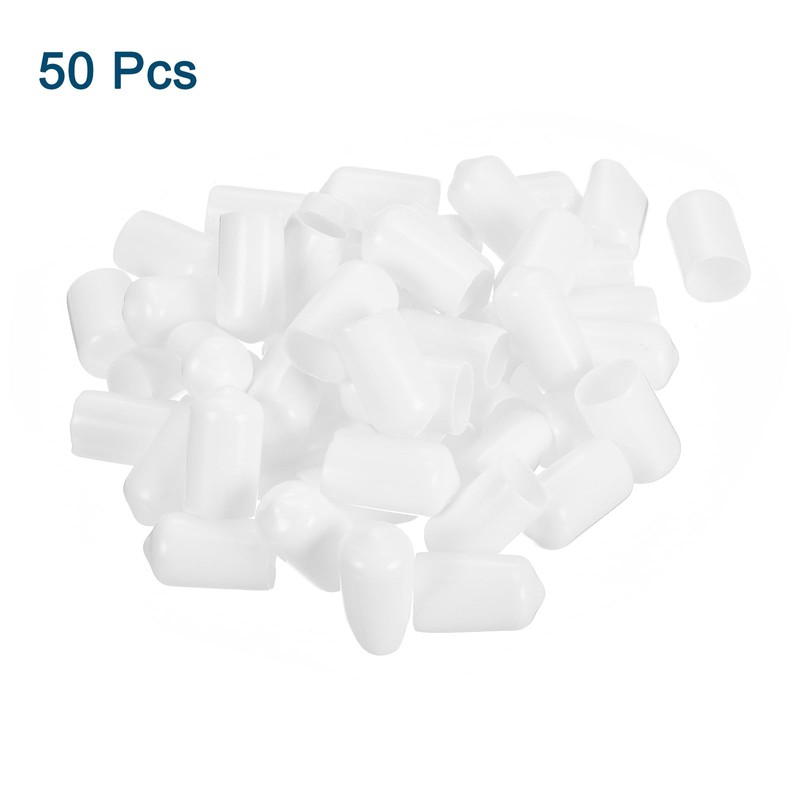 Sourcing Map 50Pcs PVC Rubber End Caps, 10mm ID, White