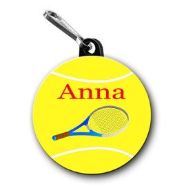 Tennis Zipper Pulls Set Of Two 1.5 Inch Button Charms With The Name Of Your Choice