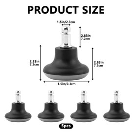 5 Pack Bell Glides Replacement, Chair Feet Low Profile Wheel Stopper, Office Chair Feet Swivel Caster Wheels to Fixed Stationary Castors, Fit 7/16" × 7/8" Chair Stem