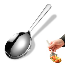 LANGMINGDE 7.9" Stainless Steel Serving Spoon for Buffet, 18/8 Large Serving Spoon Utensils, Extra-Wide 3" Head, Dishwasher Safe for Catering, Restaurants, Kitchen, Parties (1 Pack)