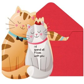 BFFPOSI Anniversary Card for Husband Wife - Cute Cat Valentine Card, Valentines Day Gifts for Her Him, 21th 30th 40th 50th Birthday Card for Her Him Boyfriend Girlfriend, Vday Card for Women Men