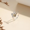 SILVWHIS 925 Sterling Silver Flower Ring Adjustable Thumb Rings for