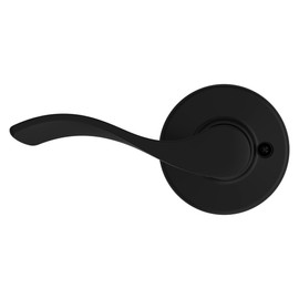 Kwikset Balboa Dummy Door Handle, Single Sided Lever for Closets, French Double Doors, and Pantry, Matte Black Non-Turning Left Handed Interior Push/Pull Lever