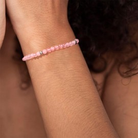 Decixde Rose Quartz Bracelets for Women 4mm Adjustable Rose Quartz Bracelet Healing Gemstone Bracelets Natural Stone Crystal Bracelet Yoga Healing Power Energy Gifts (Pink)