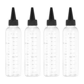 PATIKIL 110 Ml/4 oz Plastic Squeeze Bottles with Black Top Cap, 4 Pcs Graduated Round Dispensing Bottle Empty Pointed Bottle for Liquids, Crafts, Oils, Condiments, Transparent