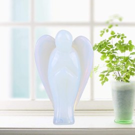 Zerodis Figura de ángel de Cristal, 1,5 Pulgadas, Forma de ángel de ópalo, Piedra Curativa de Cristal, Cuarzo Rosa, Topacio, Piedra Curativa, Forma de ángel, Regalo de Piedra Curativa