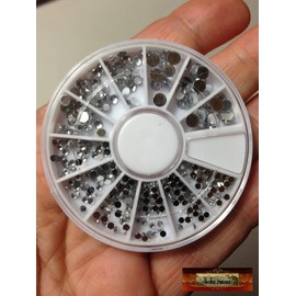 M01536 MOREZMORE 250pc Flat Back Rhinestones Diamonds Wheel Mixed Sizes for Making Puppet Props or Dollhouse Decor Miniature Jewels Doll Jewelry Nailart Sizes: 1.5 mm, 2 mm, 3 mm